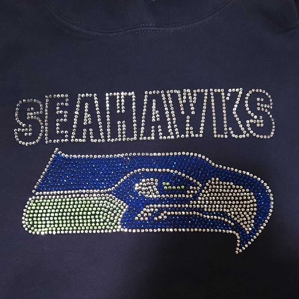 Gildan Adult Seahawks Hoodie - Navy Blue and Green
